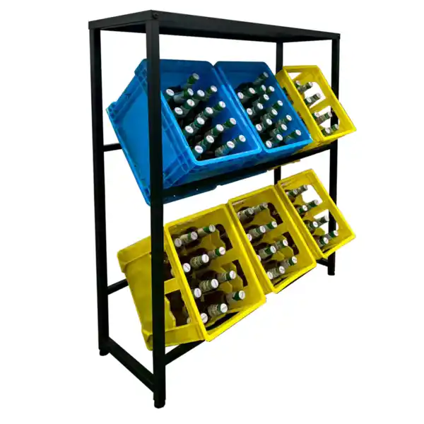 Bild 3 von Getränkekistenregal breite Ausführung aus pulverbeschichtetem Stahl, ca. 100 x 32 x 112cm – Schwarz