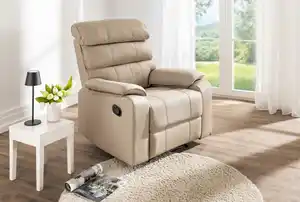 TV-Relaxsessel mit verstellbarer Relaxfunktion Recliner, ca. 96 x 87 x 108 cm - Beige in Lederoptik