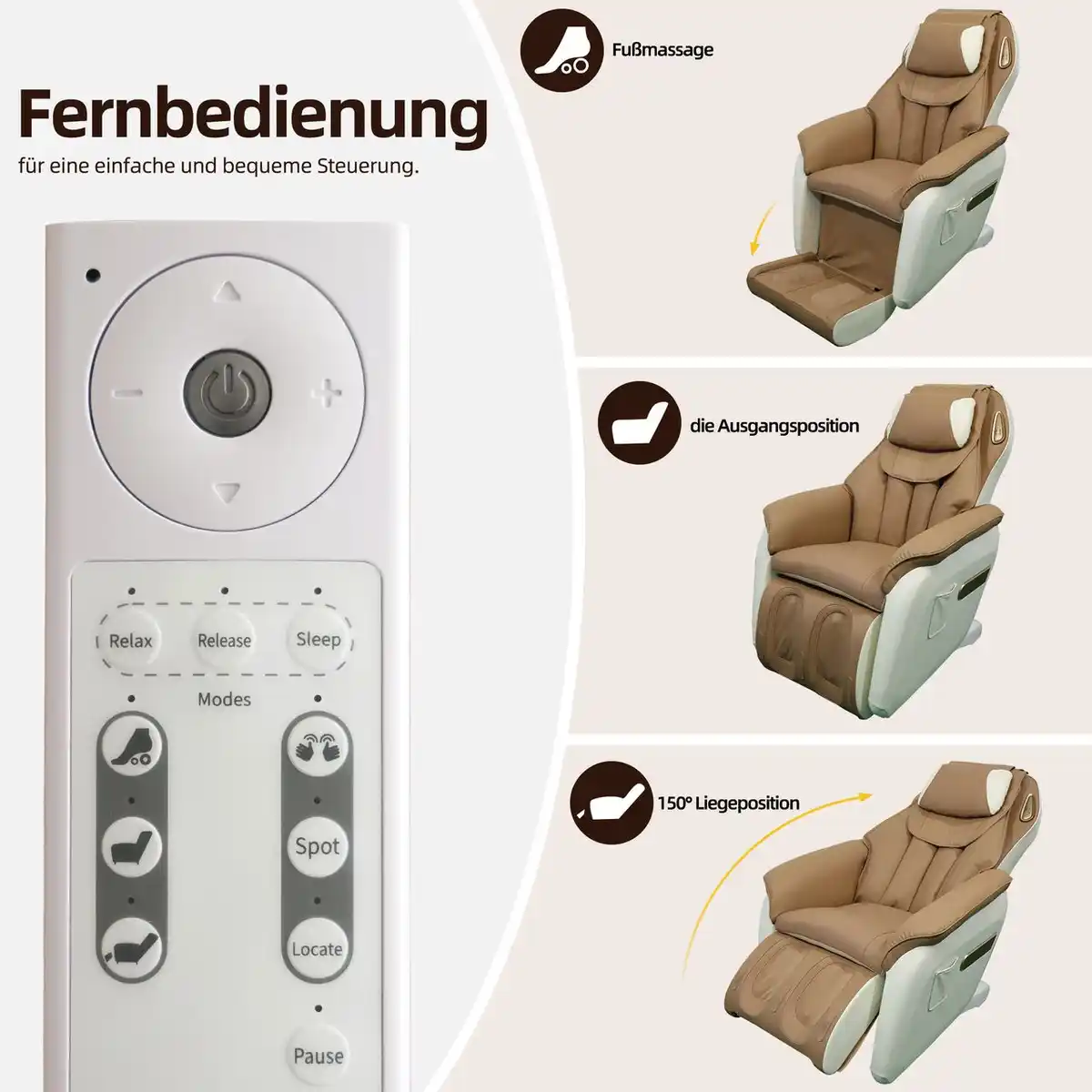 Bild 4 von Elektrischer Massagesessel, ca. 95 x 72 x 102 cm - Braun / Grau