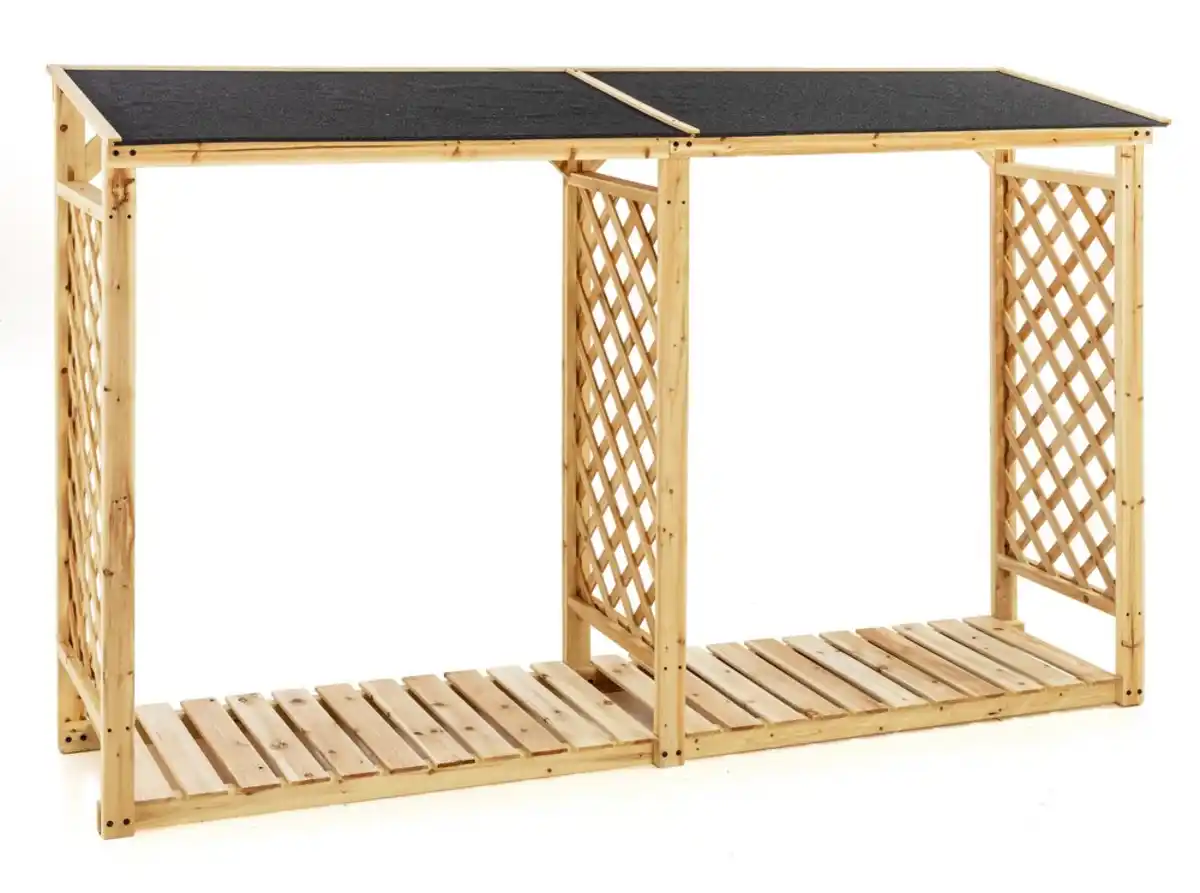 Bild 2 von Brennholzregal Outdoor aus Tannenholz, ca. 234 x 68 x 148 cm