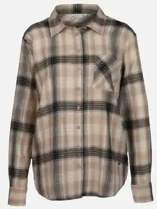 Damen Flanellbluse mit Karos Beige
