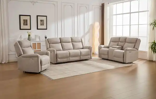 Bild 2 von Elektrische Relaxsofa-Set 3 tlg. - Hellbraun
