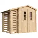 Bild 1 von Timbela Gartenhaus aus Holz mit Brennholzschuppen und Boden