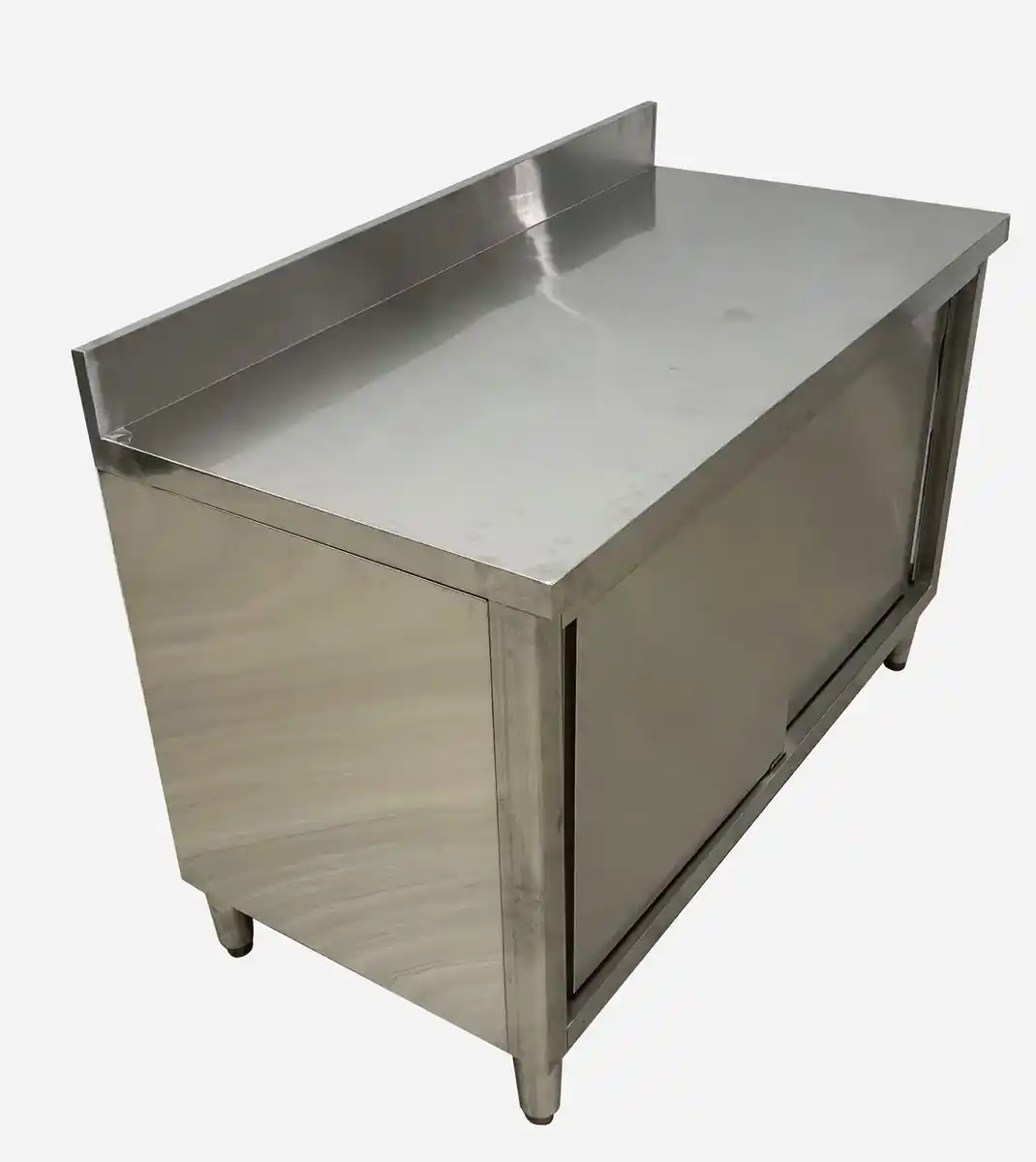 Bild 2 von Edelstahltisch mit 2 Türen & Spritzschutz, ca. 120 x 60 x 80/10 cm