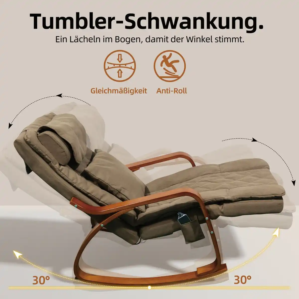 Bild 2 von Elektrischer Massage-Schaukelstuhl, ca. 126 x 64 x 81 cm - Hellbraun