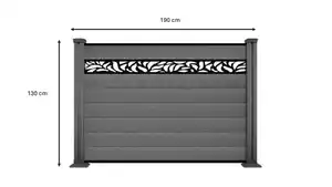 WPC-Sichtschutzzaun Valla - mit Design 1x Element + 2x Pfosten - Grau