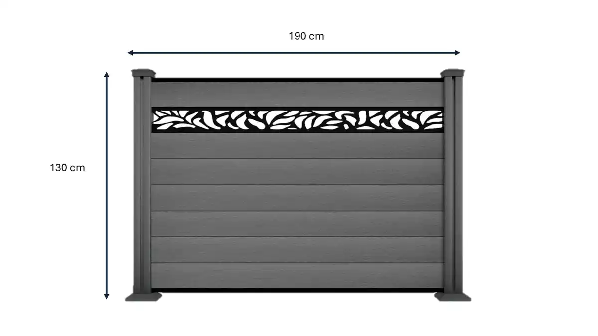 Bild 1 von WPC-Sichtschutzzaun Valla - mit Design 1x Element + 2x Pfosten - Grau