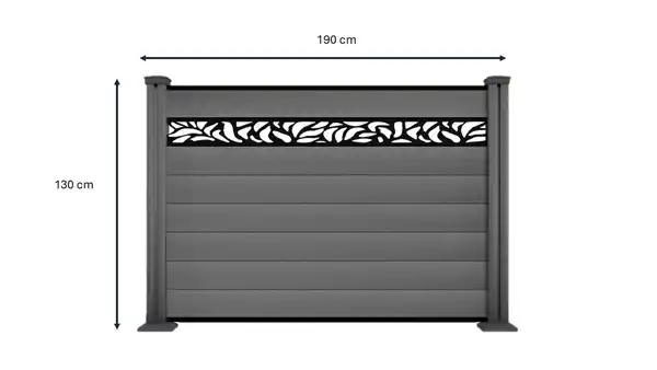 Bild 1 von WPC-Sichtschutzzaun Valla - mit Design 1x Element + 2x Pfosten - Grau