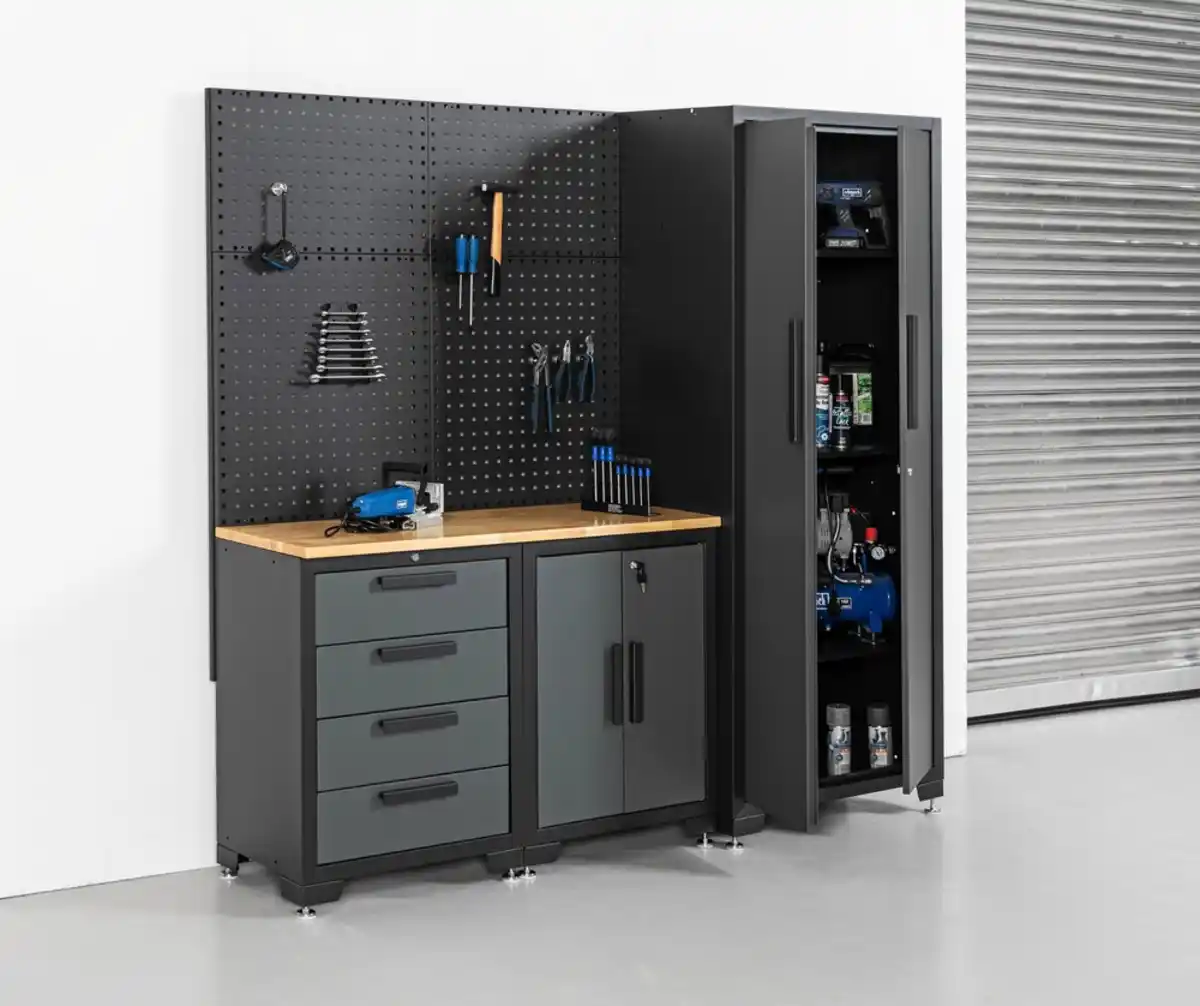 Bild 2 von Garagenschrank 4 tlg. 195x 47x 193cm schwarz
