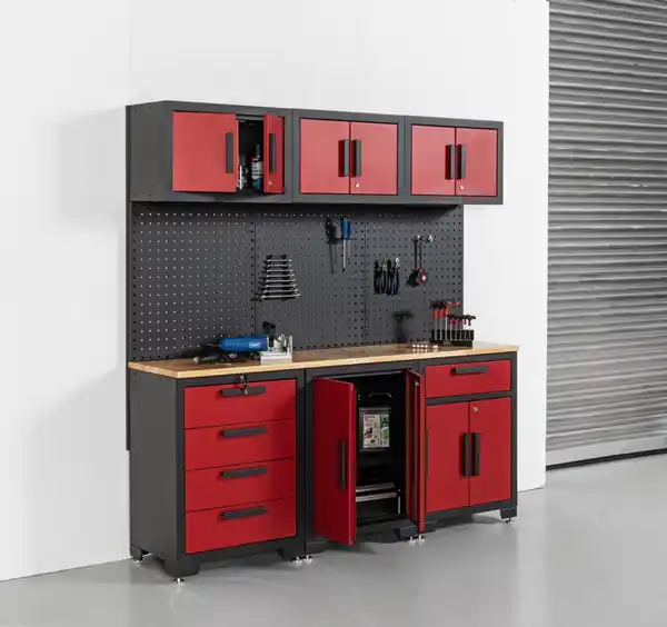 Bild 3 von Garagenschrank 7 tlg. 180x 42x 183 cm schwarz