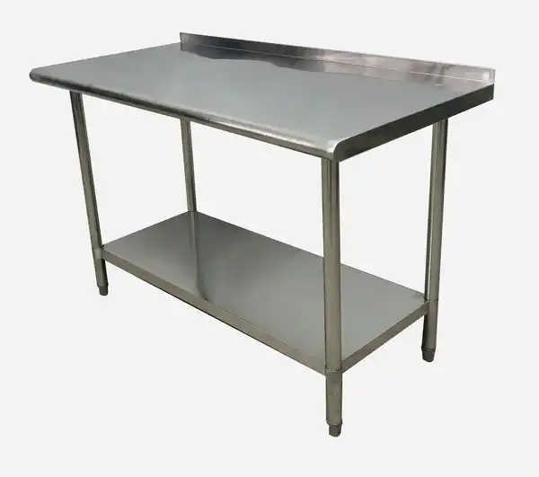 Bild 3 von Arbeitstisch mit Spritzschutz & Ablage aus Edelstahl, ca. 122 x 61 x 80 cm