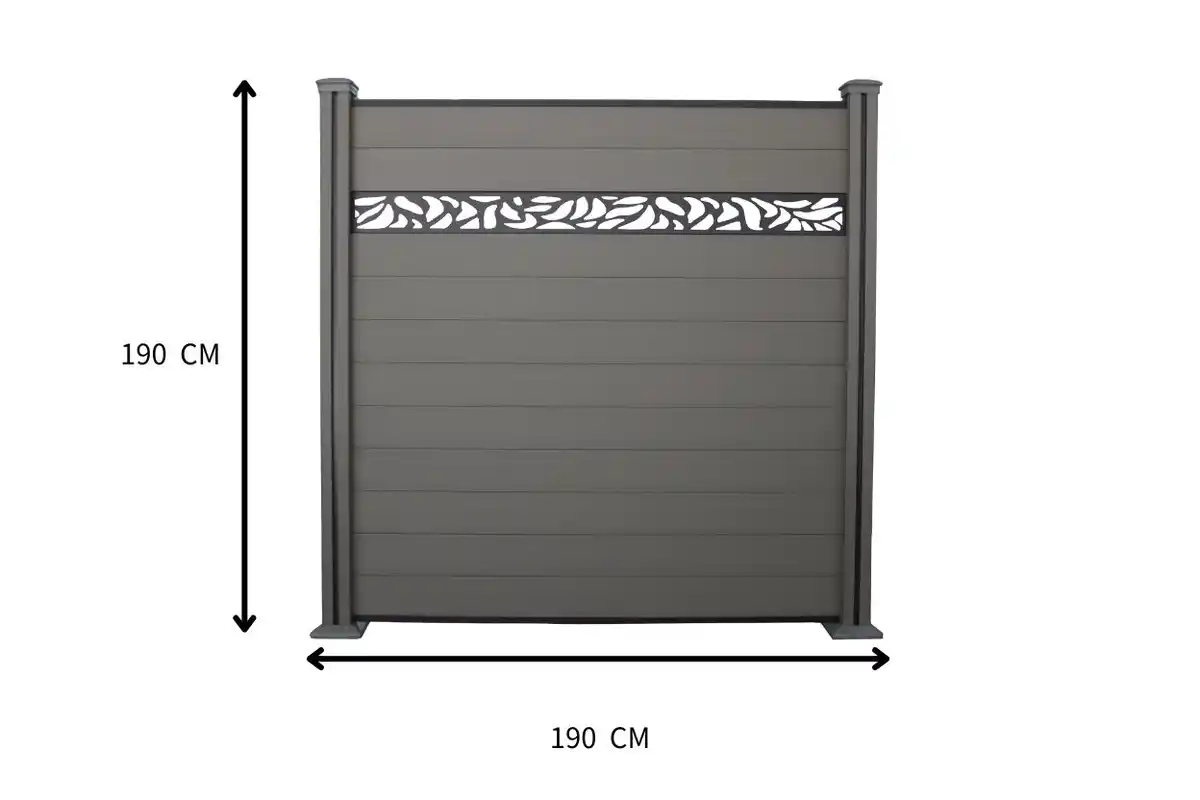 Bild 2 von WPC-Sichtschutzzaun Valla - mit Aluminium-Design 1x Element + 2x Pfosten - Grau