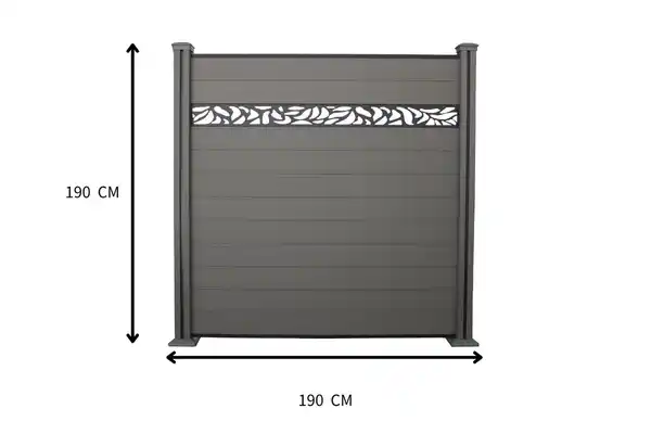 Bild 2 von WPC-Sichtschutzzaun Valla - mit Aluminium-Design 1x Element + 2x Pfosten - Grau