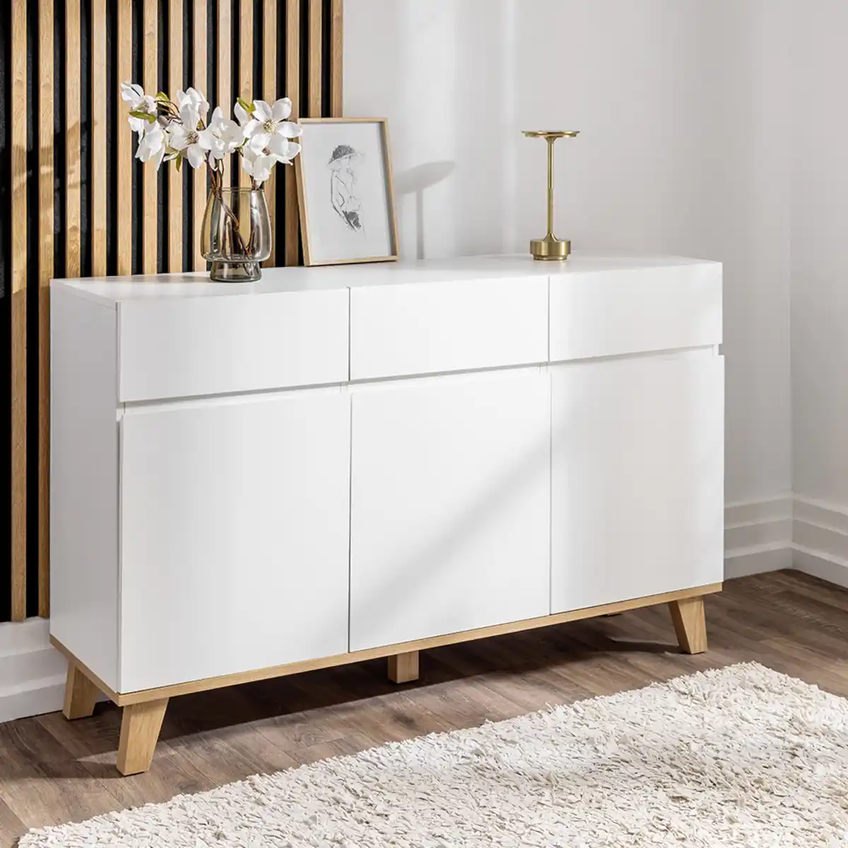 Bild 2 von Sideboard mit Melaminbeschichtung, ca. 135 x 39,5 x 85 cm – Weiß
