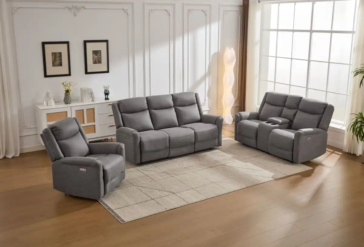 Bild 2 von Elektrische Relaxsofa-Set 3 tlg. - Grau