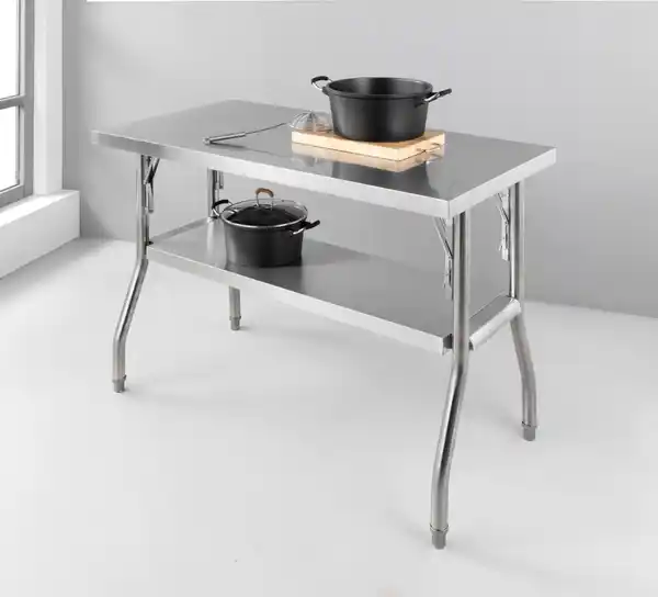 Bild 2 von Klapptisch mit Ablagefläche aus Edelstahl, ca. 120 x 60 x 80 cm