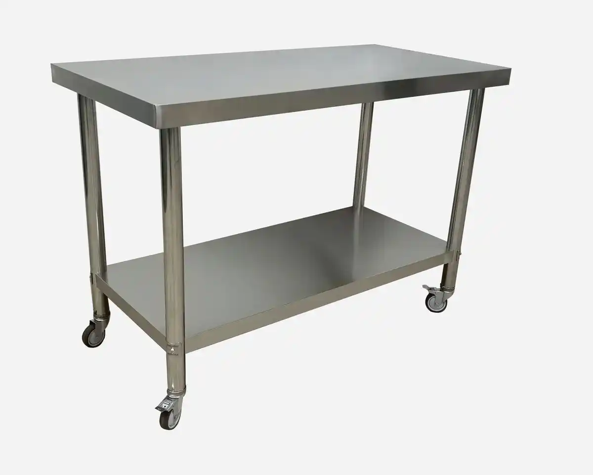 Bild 3 von Edelstahltisch mit Ablage auf Rollen, ca. 120 x 60 x 80 cm
