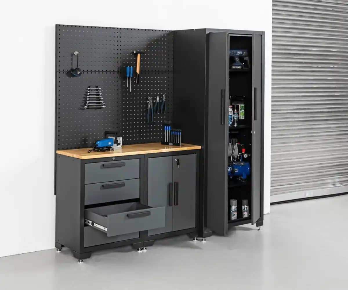 Bild 3 von Garagenschrank 4 tlg. 195x 47x 193cm schwarz