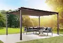 Bild 1 von Aluminium-Pavillon mit verstellbarem Sonnensegel, ca. 350 x 350 x 236 cm – Walnuss