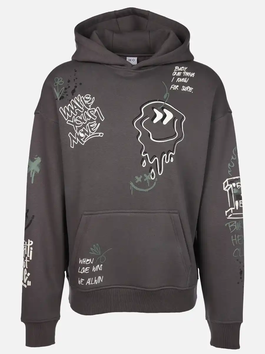 Bild 1 von Herren Hoodie mit coolem Print Grau