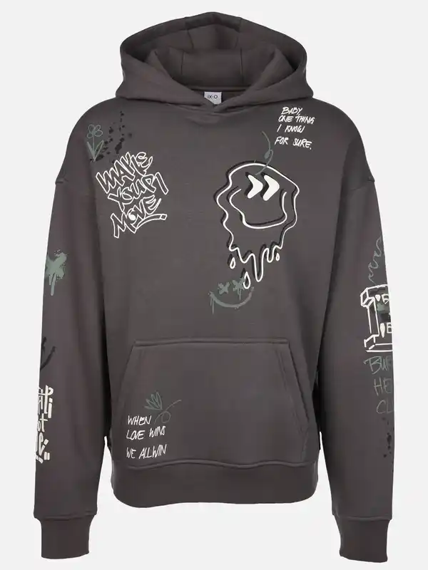 Bild 1 von Herren Hoodie mit coolem Print Grau