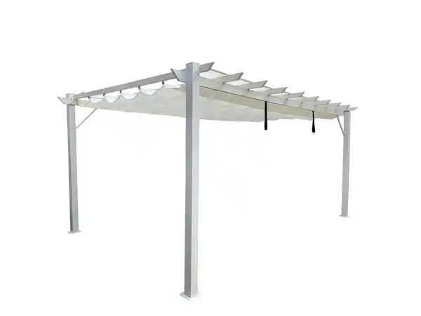 Bild 1 von Aluminium-Pavillon mit verstellbarem Sonnensegel, ca. 350 x 350 x 236 cm – Grau/Weiß