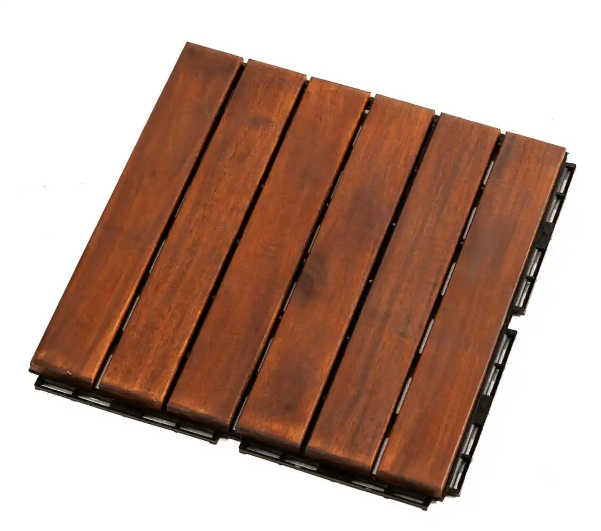 Bild 3 von 9er-Set Massivholz-Klickfliese aus Akazienholz, ca. 30 x 30 cm - Braun