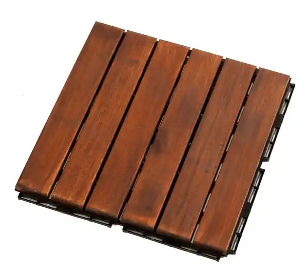 Bild 3 von 9er-Set Massivholz-Klickfliese aus Akazienholz, ca. 30 x 30 cm - Braun
