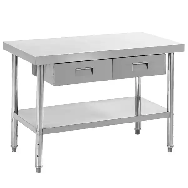 Bild 1 von Bistro Küchentisch mit 2 Schubladen aus Edelstahl, ca. 120 x 60 x 80 cm