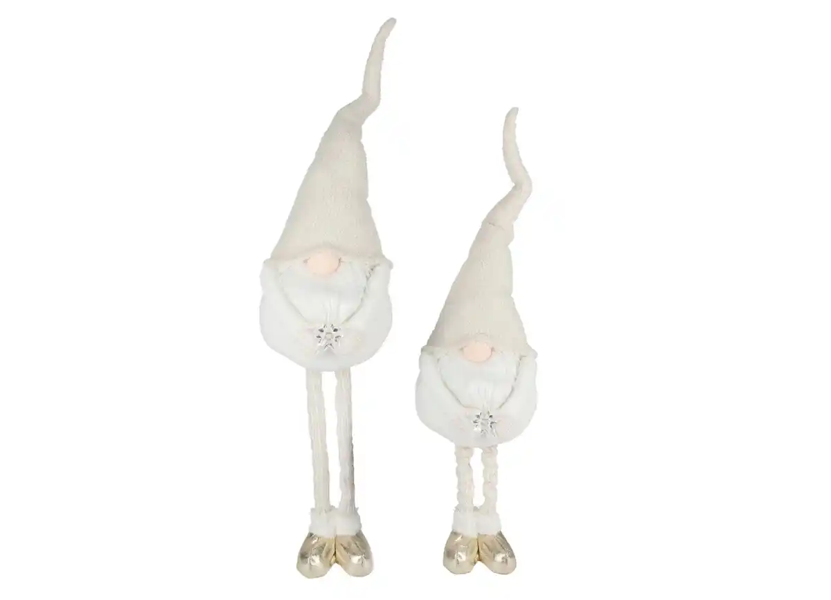 Bild 1 von Weihnachtswichtel mit Teleskopbeinen und LED-Stern Weiß/Natur