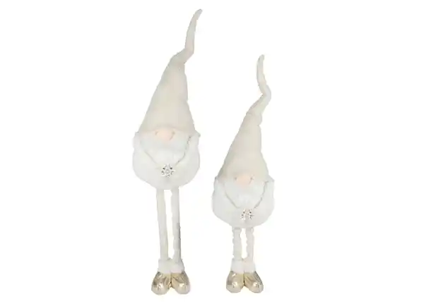 Bild 1 von Weihnachtswichtel mit Teleskopbeinen und LED-Stern Weiß/Natur