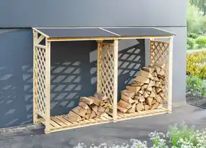 Brennholzregal Outdoor aus Tannenholz, ca. 234 x 68 x 148 cm