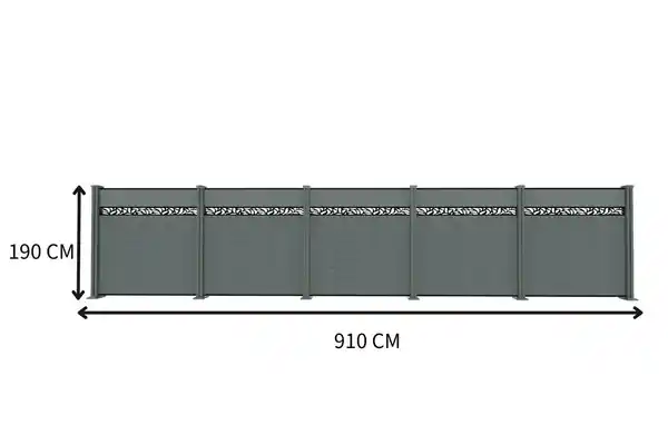 Bild 2 von WPC-Sichtschutzzaun Valla - mit Aluminium-Design 5x Element + 6x Pfosten - Grau
