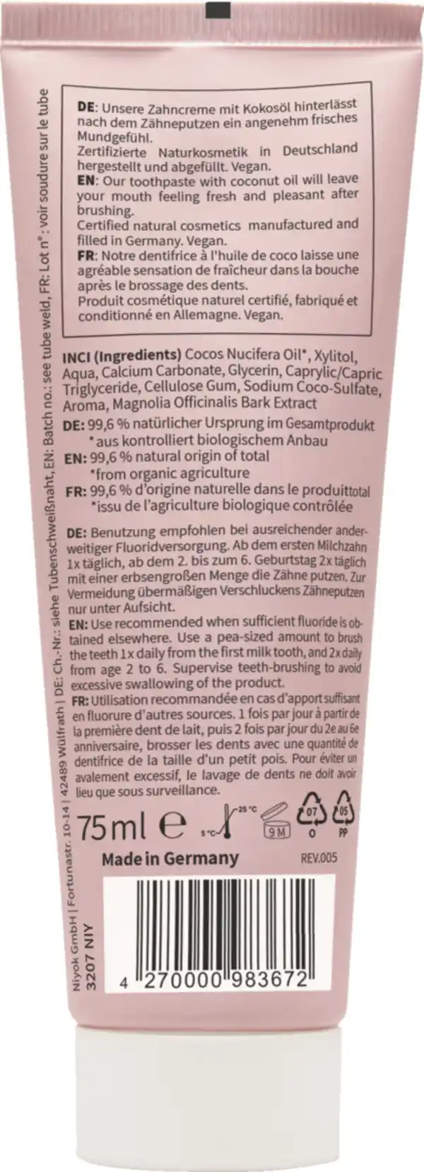 Bild 2 von Niyok Kinderzahncreme strawberry & raspberry, 75 ml