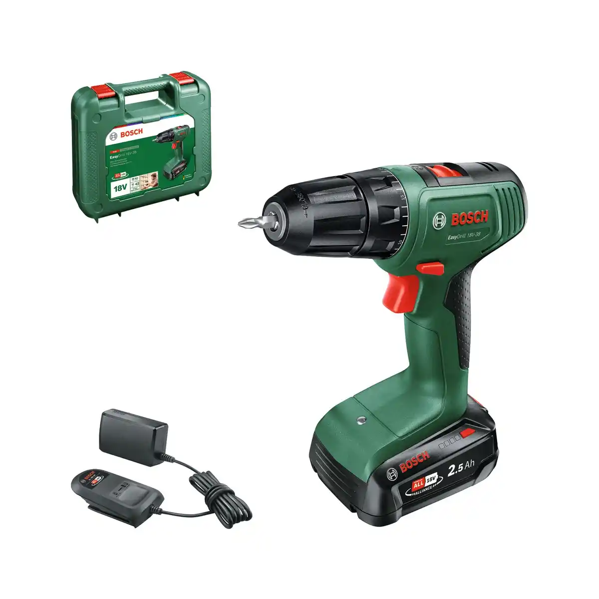 Bild 2 von BOSCH Akku-Bohrschrauber-Set »EasyDrill 18V-38«, inkl. 2,5 Ah Akku, Ladegerät + Koffer