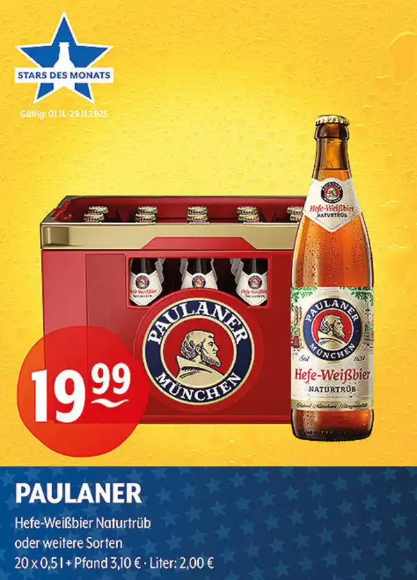 Bild 1 von PAULANER Hefe-Weißbier Naturtrüb oder weitere Sorten