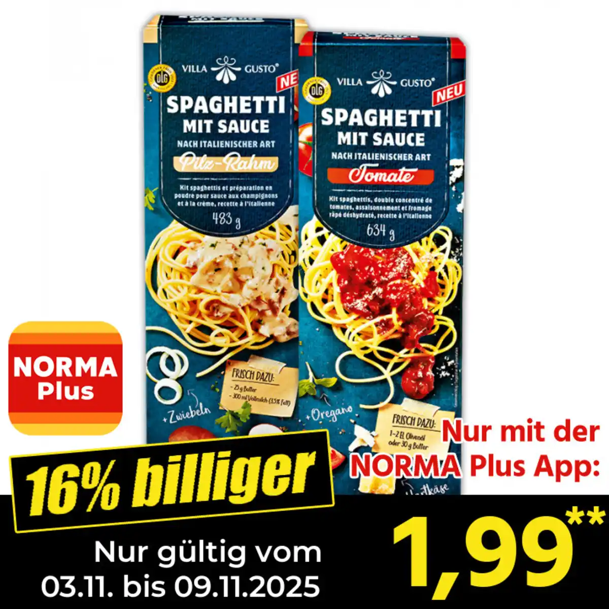 Bild 1 von Villa Gusto Spaghetti mit Sauce