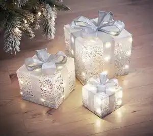 Silberne LED Weihnachtsgeschenke o.G.3er Pack