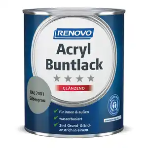 RENOVO Acryl-Buntlack, silbergrau RAL 7001, glänzend, 0,75l