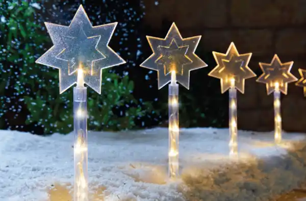 Bild 1 von Gartenst. Xmas 5er Set 15LEDww IP44 Timer 3xAA ne Inhalt: Stern