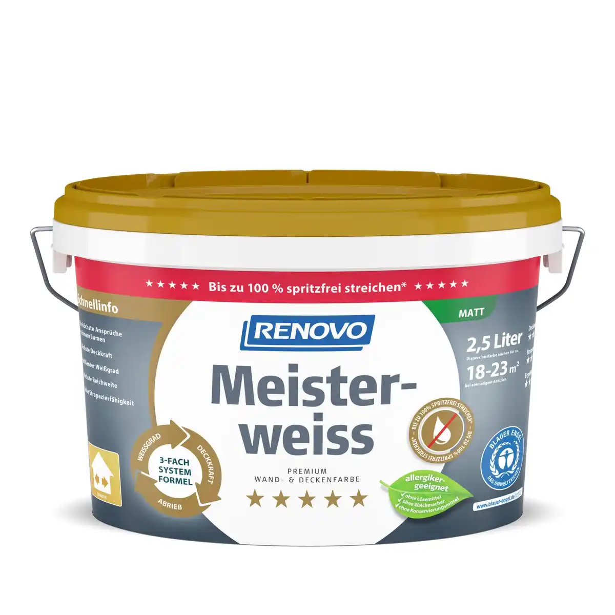 Bild 1 von RENOVO Dispersionsfarbe, »Meisterweiss«, matt, 2,5 l