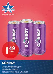 GÖNRGY Energy Drink Juneberry Jam oder Blueberry Coconut