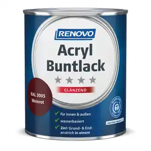 RENOVO Acryl-Buntlack, weinrot RAL 3005, glänzend, 0,75l