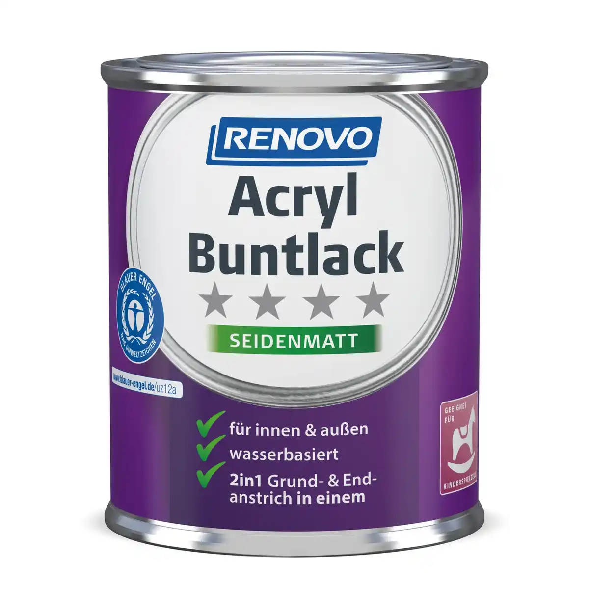 Bild 1 von RENOVO Acryl-Buntlack, rapsgelb RAL 1021, seidenmatt, 125ml