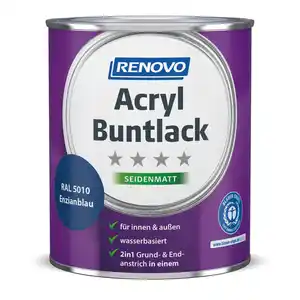 RENOVO Acryl-Buntlack, enzianblau RAL 5010, seidenmatt, 0,75l