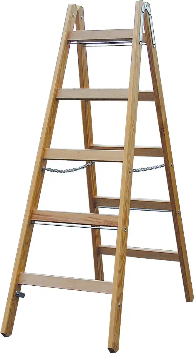 Bild 1 von Stabilo Sprossen-Doppelleiter Holz 2 x 5 Sprossen