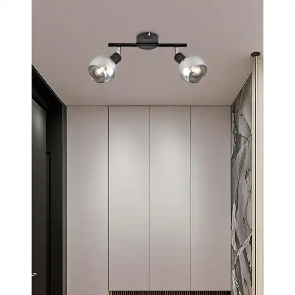 Bild 2 von CASAYA Spotstrahler »Glava«, 2-flammig, E14, ohne Leuchtmittel, Metall/Rauchglas, matt-schwarz