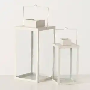 Deko-Laterne »Whitecoast«, 2-teilig, Höhe: 24,5 und 34 cm, Metall, creme