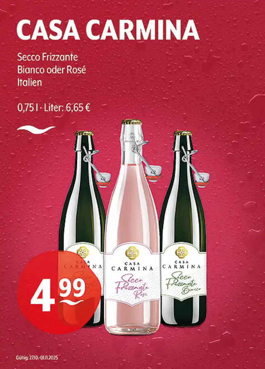 Bild 1 von CASA CARMINA Secco Frizzante Bianco oder Rosé Italien