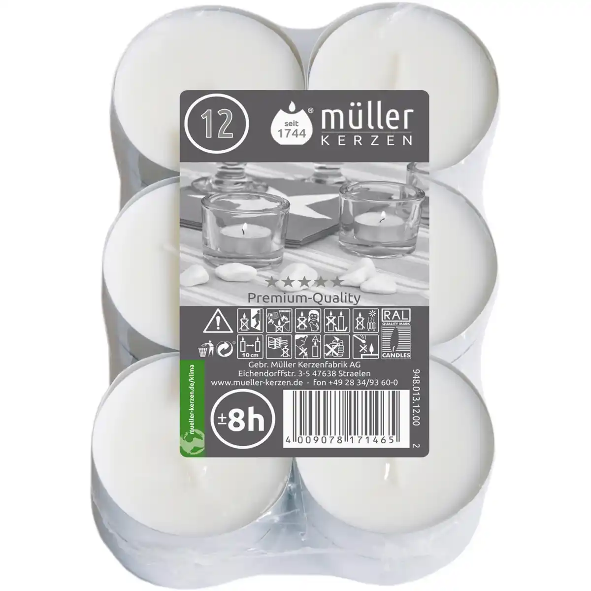 Bild 2 von Maxi-Teelichter, 12er-Pack, weiß